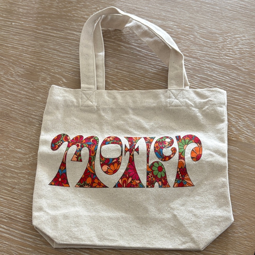 MOTHER Canvas Tote Bag with Multicolor Floral Logo